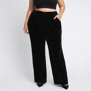 NWT Reformation Black Velvet Wide Leg Pants Soft Glam Night Out